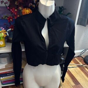 Forever 21 Black Ribbed Workout Jacket